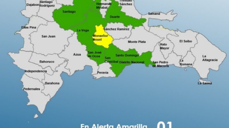 El COE pone a Monseñor Nouel en alerta amarilla y a siete y al Distrito Nacional en verde